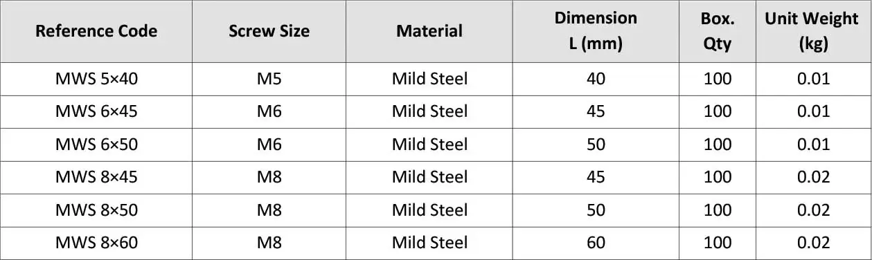 Countersunk Wood Screws with Plastic Wall Plug MWS