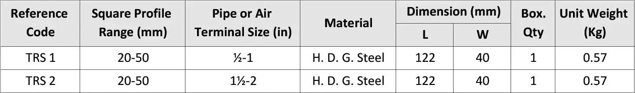 Tube to Rectangular Profile Supporting Clamp TRS